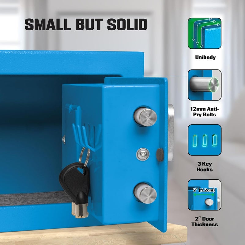 ISLANDSAFE Electronic Deposit Drop Small Safe Box for Kid Money Coin Home Office Hotel Rooms Business Jewelry (Blue) - Image 5